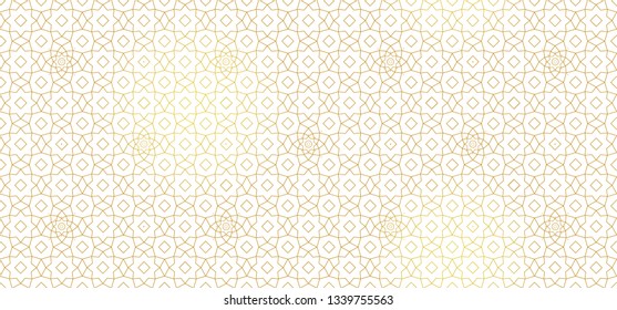 Vector golden seamless pattern. Elegant geometric illustration, for design template. Luxury element in Eastern style. Ornate decoration for wallpaper, background, web page. Arabic motifs, ornament.