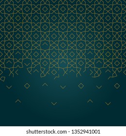 Vector golden seamless pattern. Elegant gold geometric ornament for design template. Luxury mosaic element in Eastern style. Ornate decoration for wallpaper, background, web page. Arabic motifs.