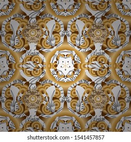 Vector golden seamless pattern. Seamless floral border with vintage golden ornament on background.