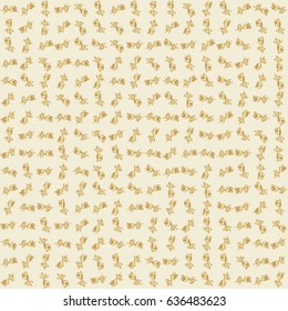 Vector golden seamless pattern. Seamless floral border with vintage golden ornament on beige background.