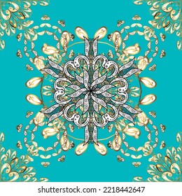 vector golden seamless pattern. seamless golden textured curls. Golden elements in oriental style arabesques. seamless pattern on colors.