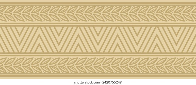 Vector golden seamless Yakut ornament. Endless border, frame of the northern peoples of the Far East.