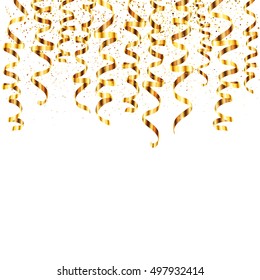Vector golden serpentine hanging from the top with golden dust on background