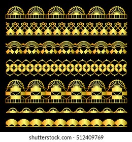Vector golden set of lace ribbons