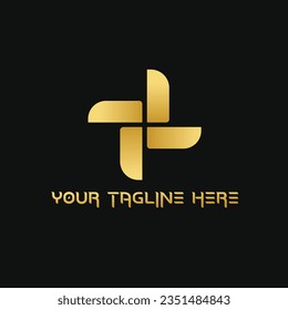 Vector golden shape and monochromatic one. Abstract emblem, design concept, logo, logotype element for template.