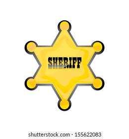 vector golden sheriff star isolated on white background.