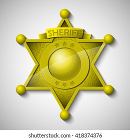 Vector Golden Sheriff Star over white background