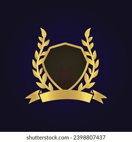 vector golden shield shield with gold leaves
