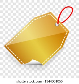 Vector golden Shining rectangle Blank Tag with soft shadow at transparent effect background
