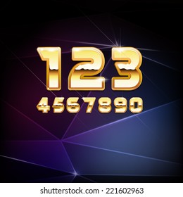 Vector Golden Shiny Alphabet Digits