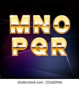 Vector Golden Shiny Alphabet form M to R