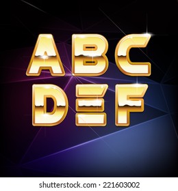 Vector Golden Shiny Alphabet form A to F