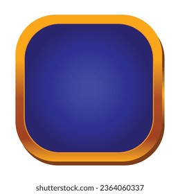 Vector golden shiny frame button on white.