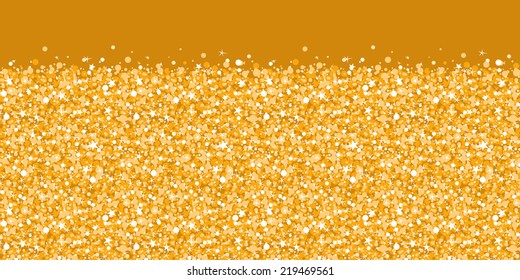 Vector golden shiny glitter texture horizontal border seamless pattern background
