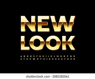 Vector Golden Sign New Look. Luxury 3D Font. Chic Alphabet Letters and Numbers set