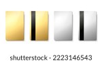 Vector Golden, Silver Gift Card, Certificate, Guest Room, Plastic Hotel Apartment Keycard, ID Card, Sale, Credit Card Design Template for Mockup, Branding. Top View - Front, Back Side, Magnetic Strip