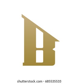 Vector Golden Single Letter B Real Estate Logo