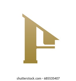 Vector Golden Single Letter F Real Estate Logo