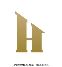 Vector Golden Single Letter H Real Estate Logo