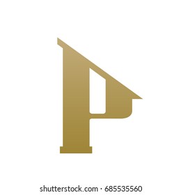 Vector Golden Single Letter P Real Estate Logo