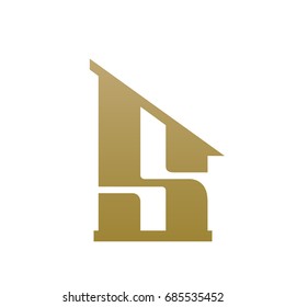 Vector Golden Single Letter S Real Estate Logo