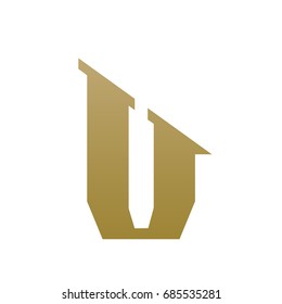 Vector Golden Single Letter V Real Estate Logo
