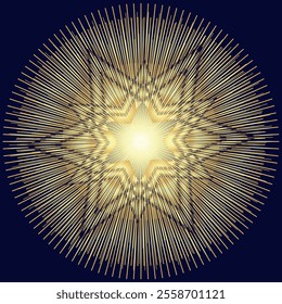 Vector golden six-pointed star Vector symbol of the Nativity of Christ on dark blue background