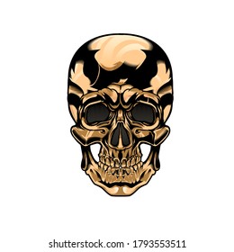 Vector of golden skull for tattoo or clothing designs