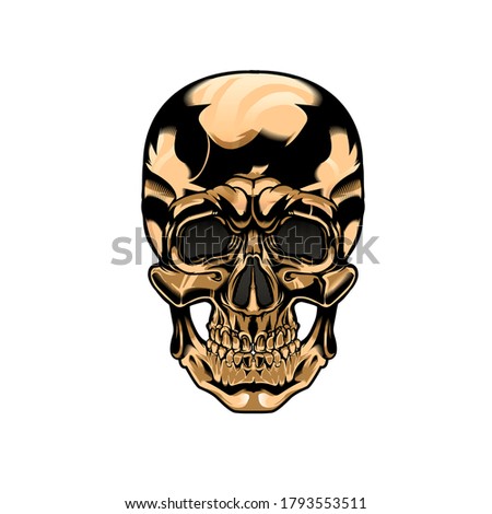 Vector of golden skull for tattoo or clothing designs