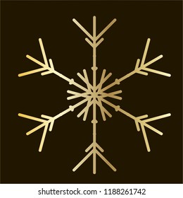 Vector golden snowflake Icon isolated