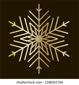 Vector golden snowflake Icon isolated