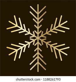 Vector golden snowflake Icon isolated