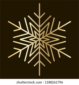 Vector golden snowflake Icon isolated