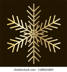 Vector golden snowflake Icon isolated