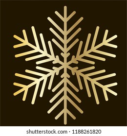 Vector golden snowflake Icon isolated