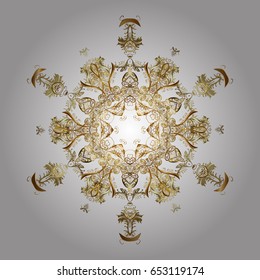 Vector golden snowflakes on a white background. Abstract minimal background.