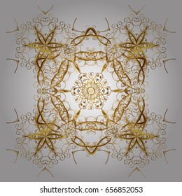 Vector golden snowflakes on a white background. Abstract minimal background.