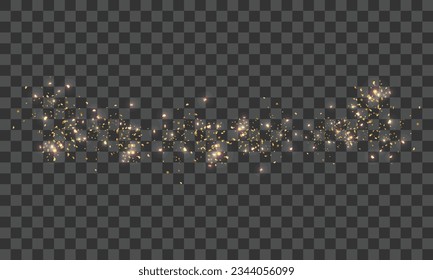 Vector golden sparkles and confetti background.