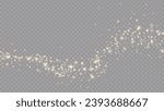 Vector golden sparkling falling star. Stardust trail. Cosmic glittering wave. Stock royalty free vector illustration. PNG