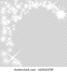 Vector golden sparkling falling star. Stardust trail
