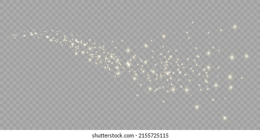 Vector golden sparkling falling star. Stardust trail. Cosmic glittering wave.	