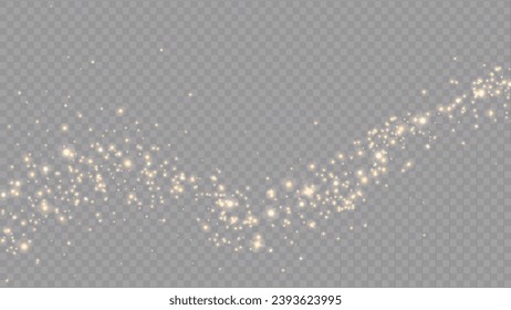 Vector golden sparkling falling star. Stardust trail. Cosmic glittering wave. Stock royalty free vector illustration. PNG