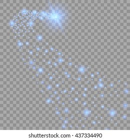 Vector golden sparkling falling star. Stardust trail.