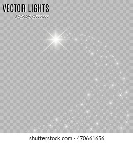 Vector golden sparkling falling star. Stardust trail.
