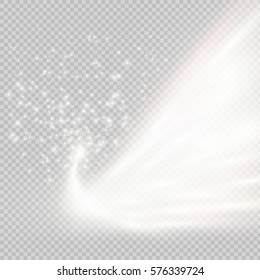 Vector golden sparkling falling star. Stardust trail.