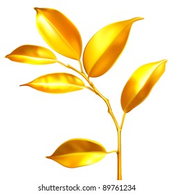 Vector golden sprouts. Business economy concept.