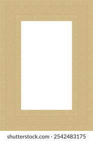Vector golden square belarusian national ornament frame. Ethnic pattern rectangle of Slavic peoples, Russian, Ukrainian, Serb, Pole, Bulgarian. Cross stitch template
