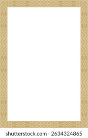 Vector golden square belarusian national ornament frame. Ethnic pattern rectangle of Slavic peoples, Russian, Ukrainian, Serb, Pole, Bulgarian. Cross stitch template
