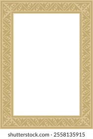 Vector golden square classic byzantine ornament. Rectangle, border, Ancient Greece, Eastern Roman Empire frame. Decoration of the Russian Orthodox Church
