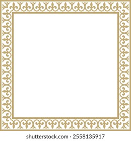 Vector golden square classic byzantine ornament. Rectangle, border, Ancient Greece, Eastern Roman Empire frame. Decoration of the Russian Orthodox Church
